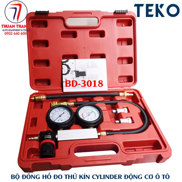 Bộ đồng hồ đo kiểm tra áp suất nén cylinder buồng đốt động cơ xe ô tô BD-3018 dùng khí nén điều chỉnh